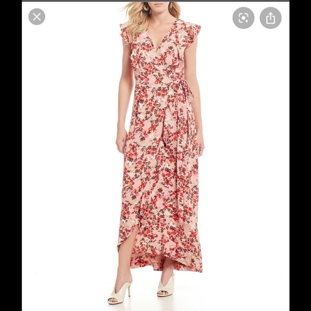 WAYF Floral Wrap Maxi Dress Pink​​​​​​​​​